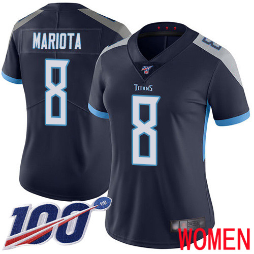 Tennessee Titans Limited Navy Blue Women Marcus Mariota Home Jersey NFL Football #8 100th Season Vapor Untouchable